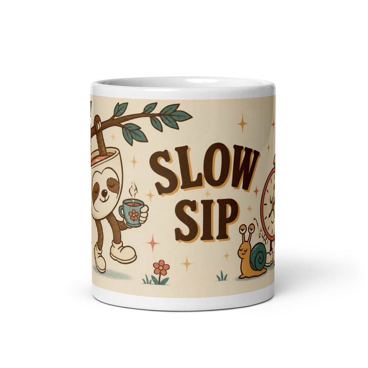 Slow Sip 11 oz mug, front view
