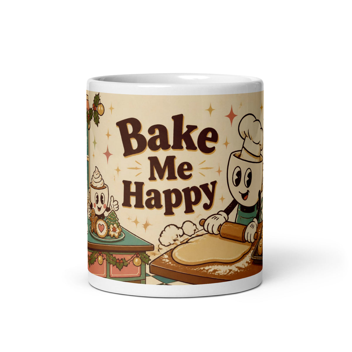 Bake Me Happy 11 oz mug, front view