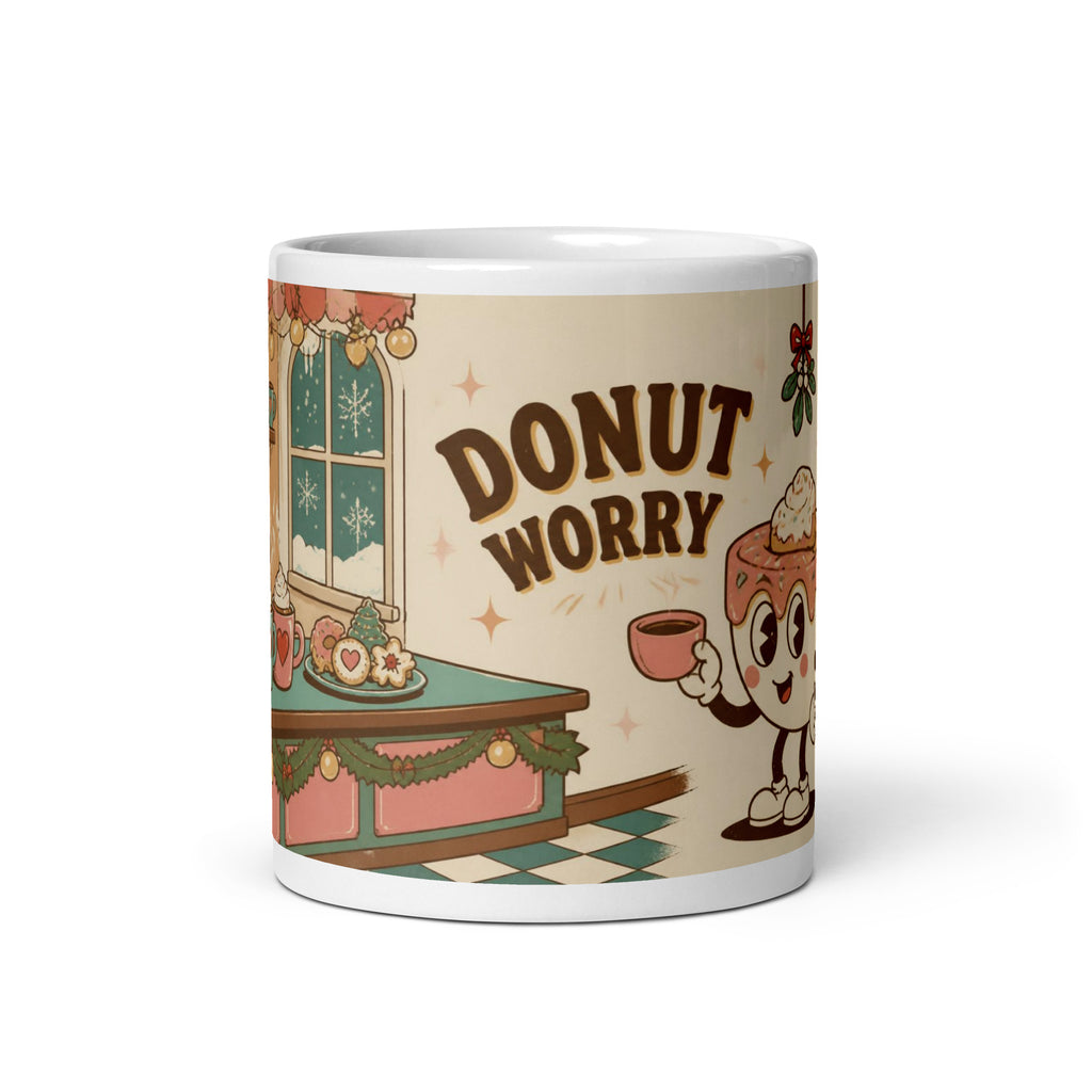 Donut Worry 11 oz mug, front view