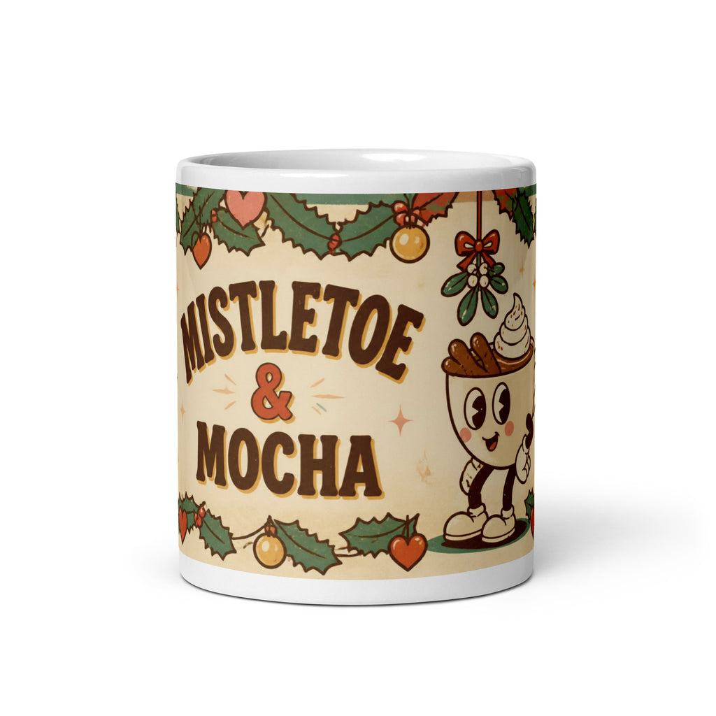 Mistletoe & Mocha 11 oz mug, front view