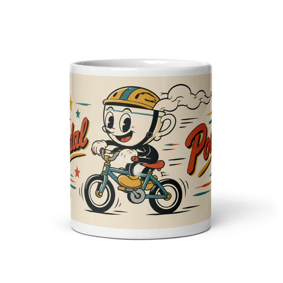 Pedal Power mug, 11 oz front view