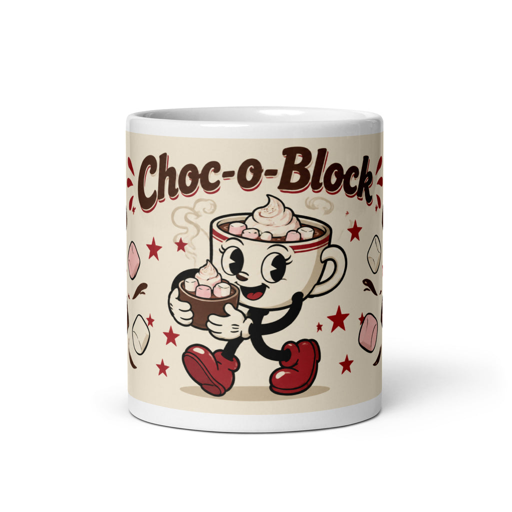 Choc-o-Block hot chocolate mug, 11 oz front view