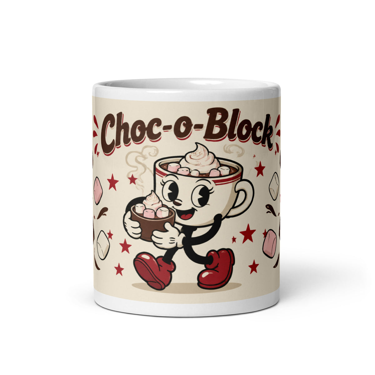 Choc-o-Block hot chocolate mug, 11 oz front view