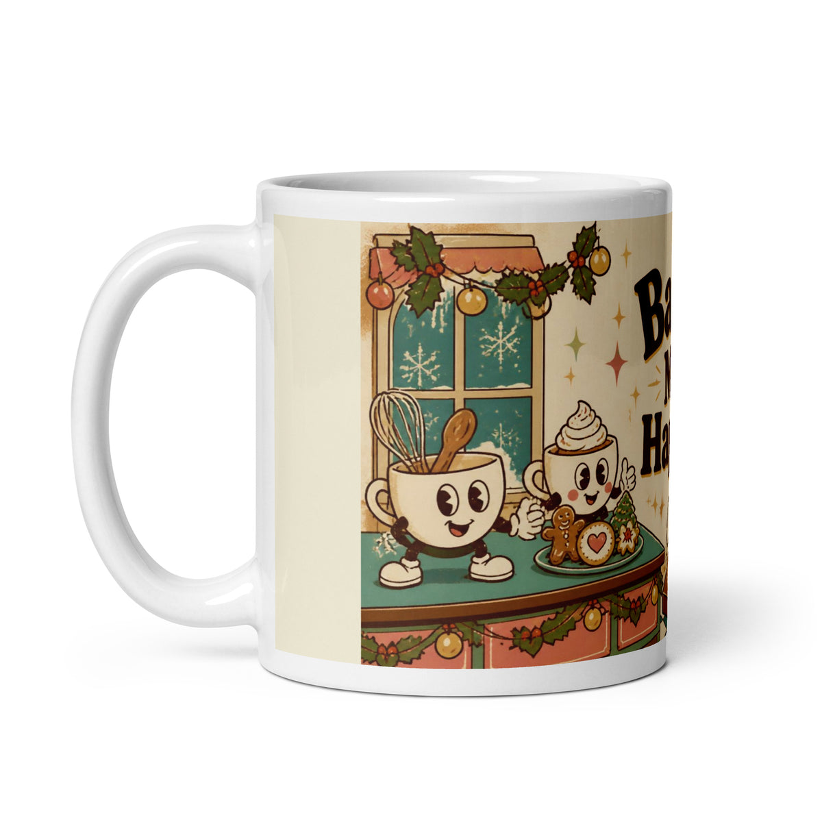 Bake Me Happy 11 oz mug, handle on the left