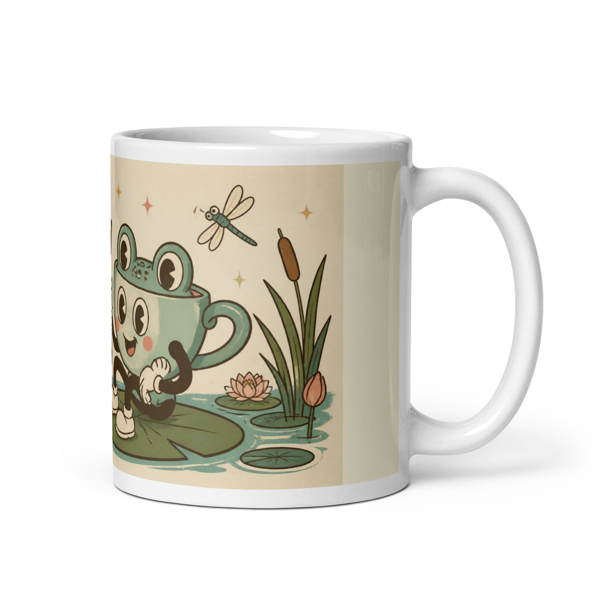 Toad-ally Brewed 11 oz mug, handle on the right