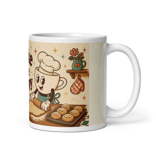 Bake Me Happy 11 oz mug, handle on the right