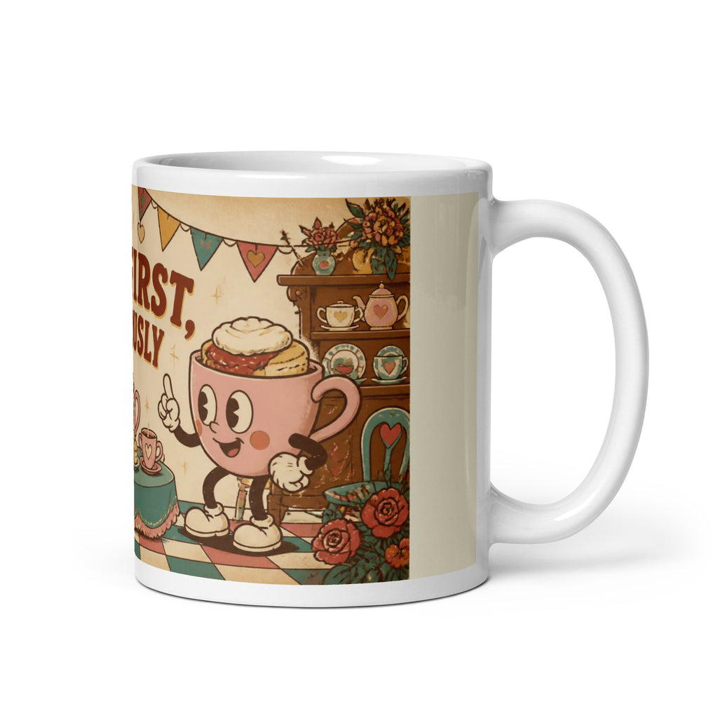 Jam First, Obviously 11 oz mug, handle on the right