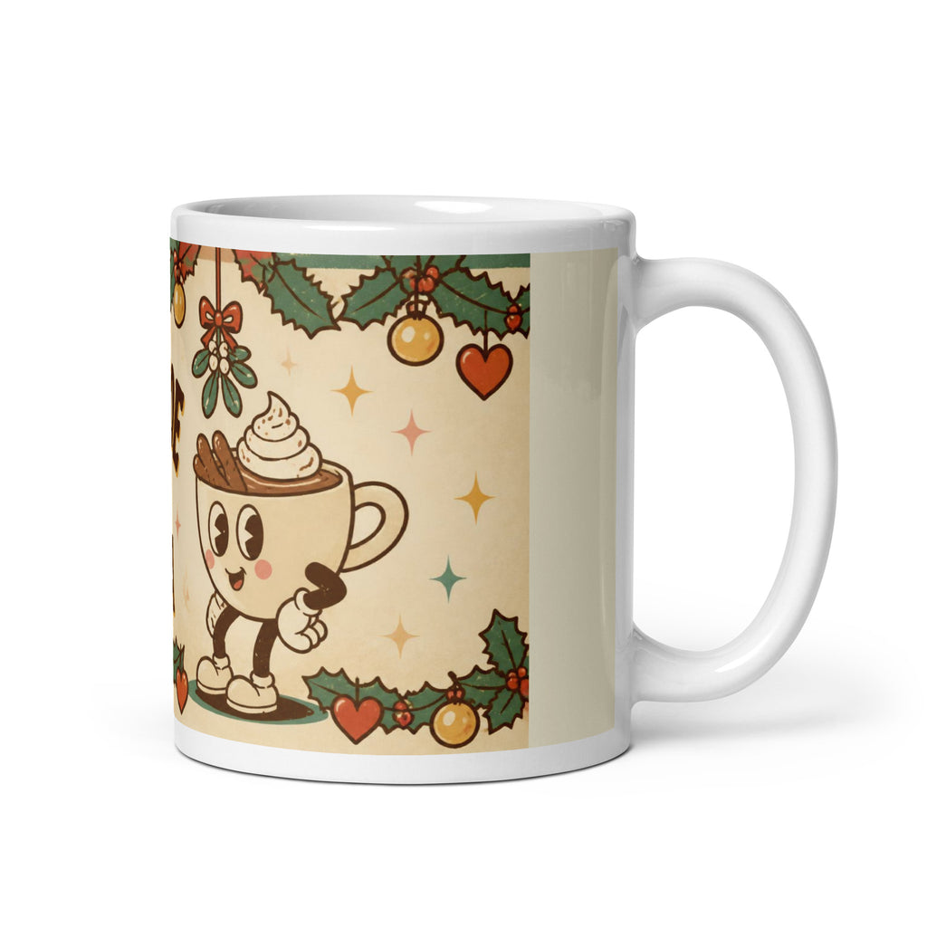 Mistletoe & Mocha 11 oz mug, handle on the right