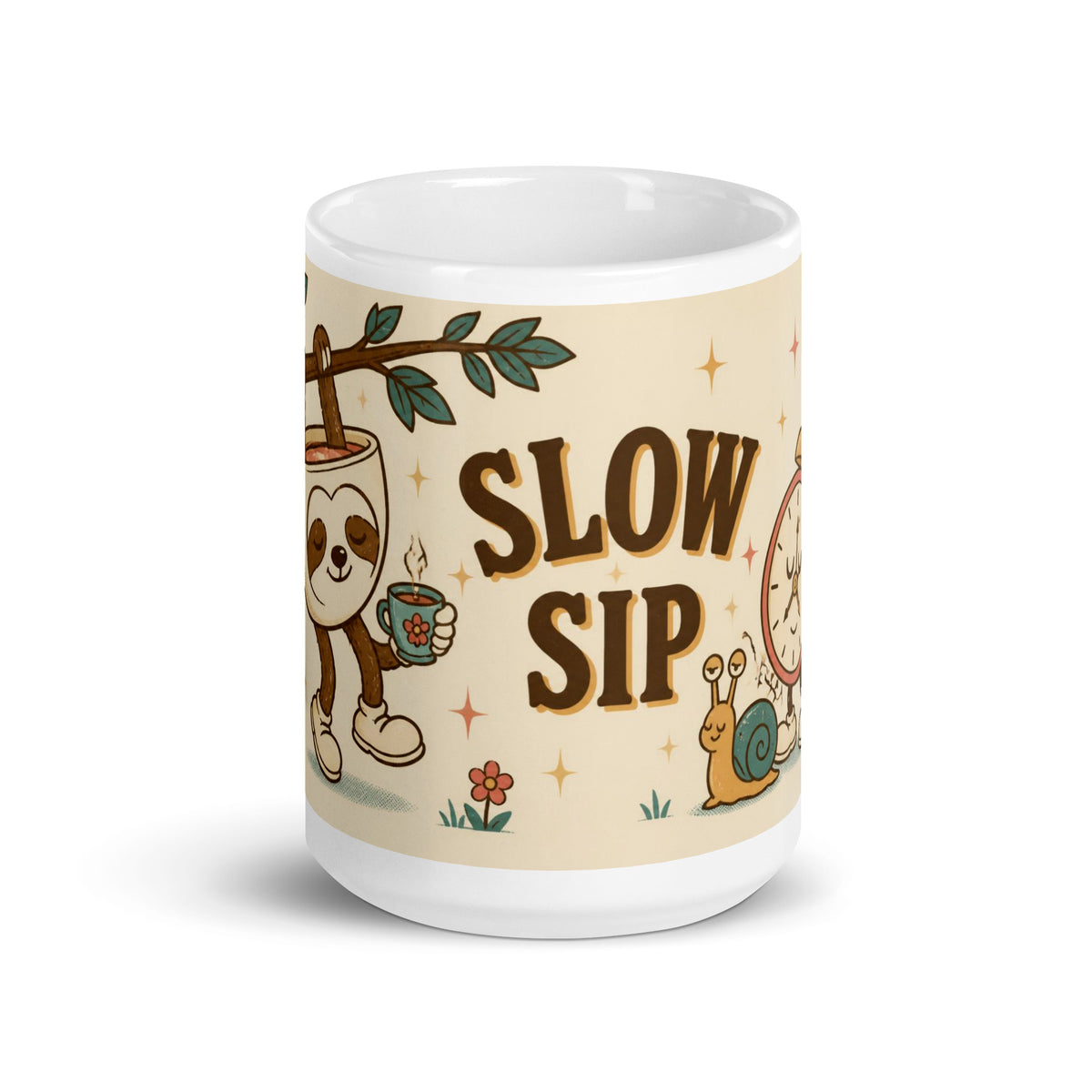 Slow Sip 15 oz mug, front view