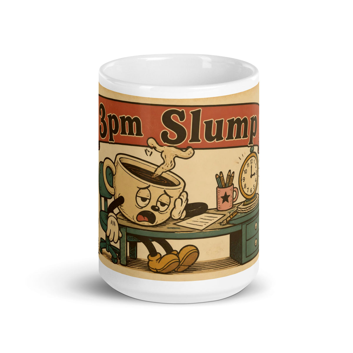 3pm Slump 15 oz mug, front view