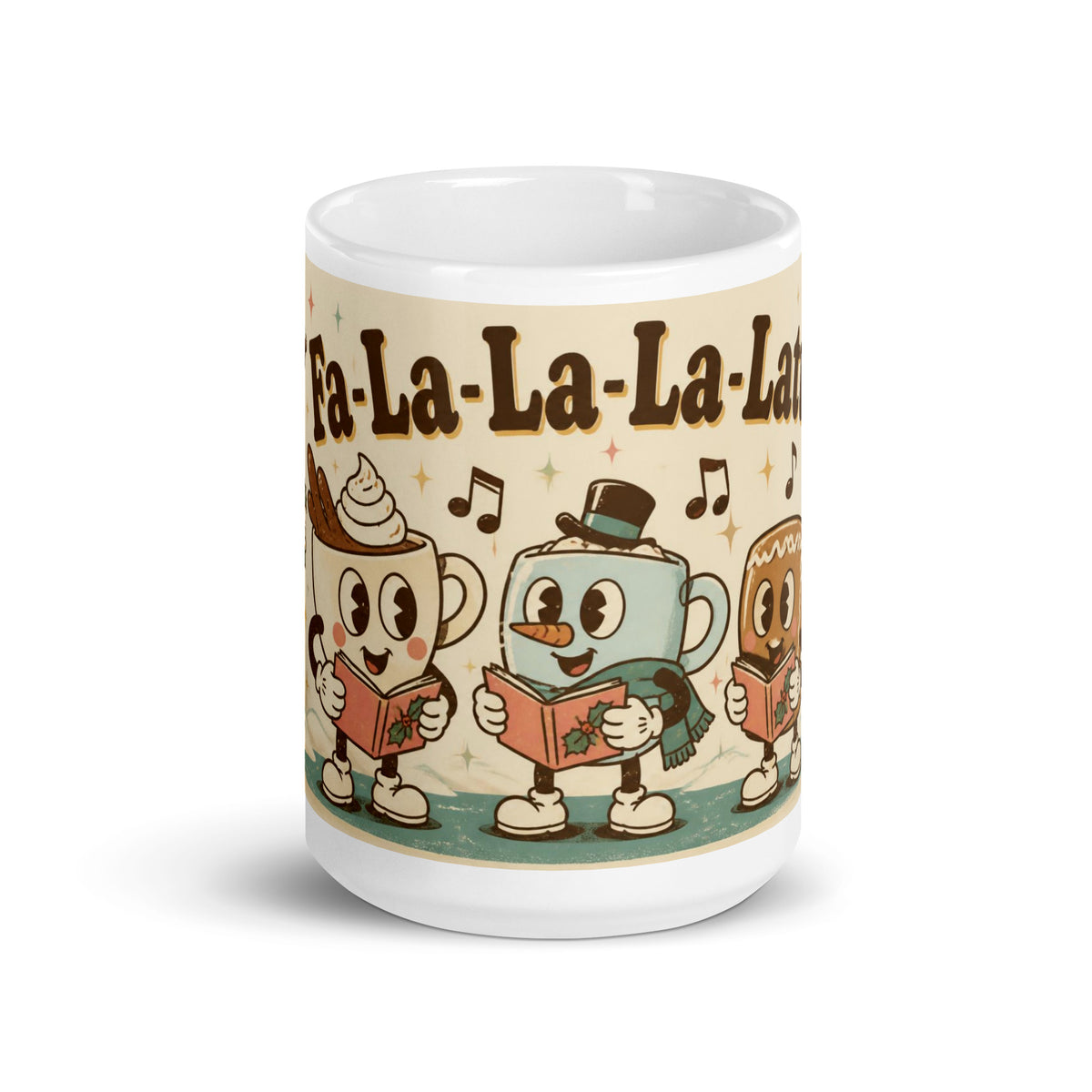 Fa-La-La-La-Latte 15 oz mug, front view