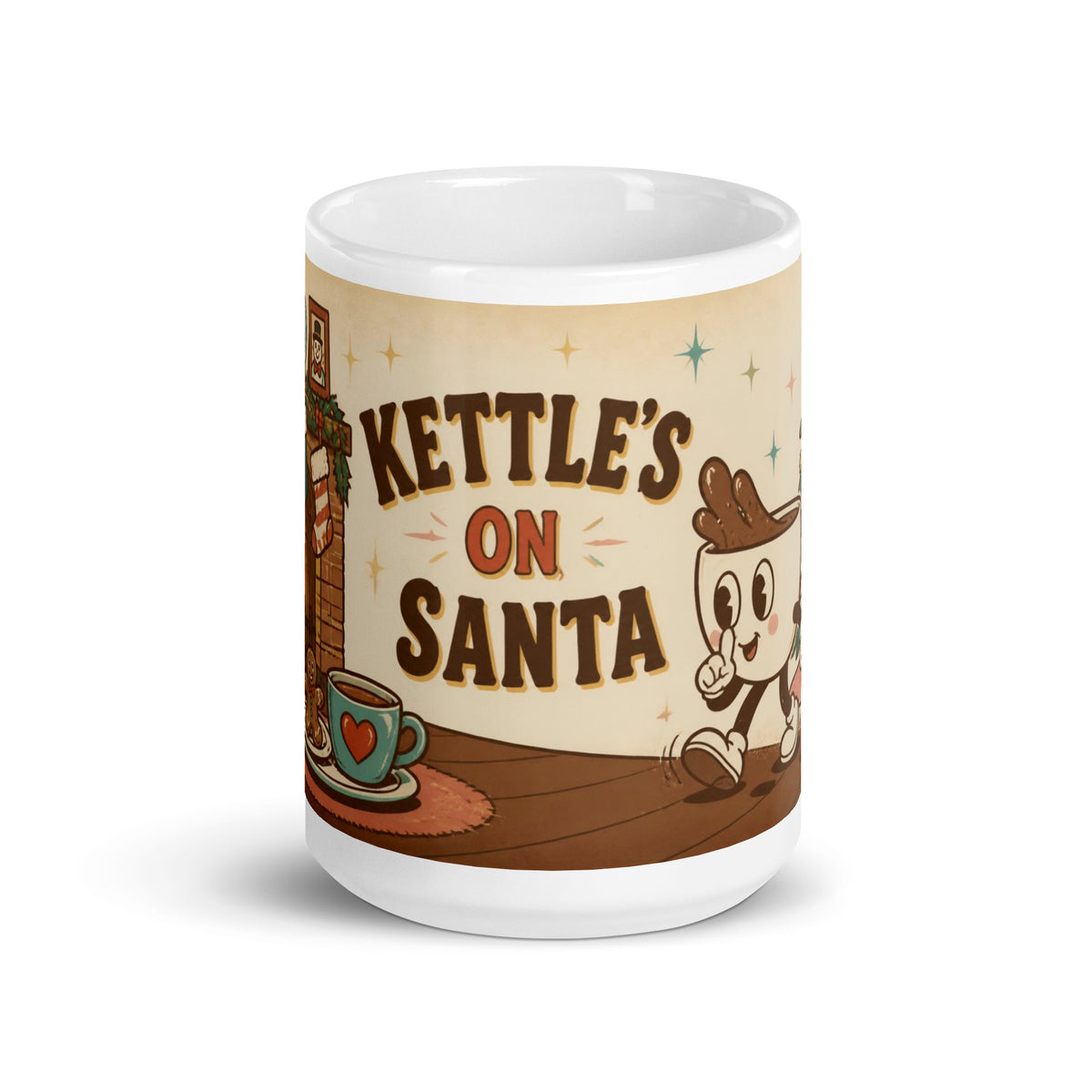Kettle's On, Santa 15 oz mug, front view