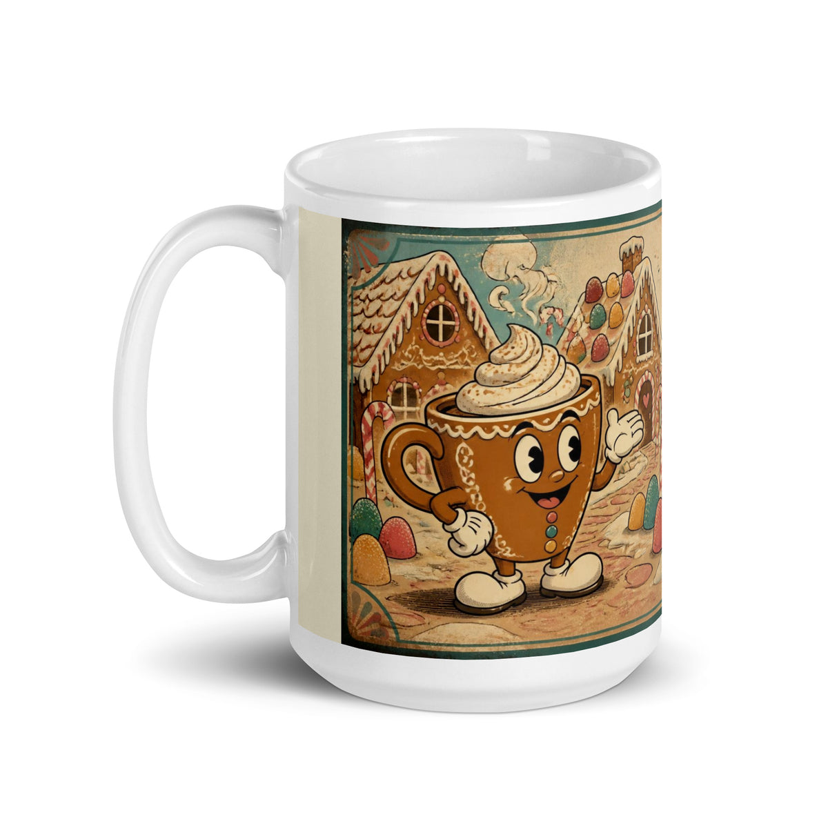 Gingerbread Latte 15 oz mug, handle on the left