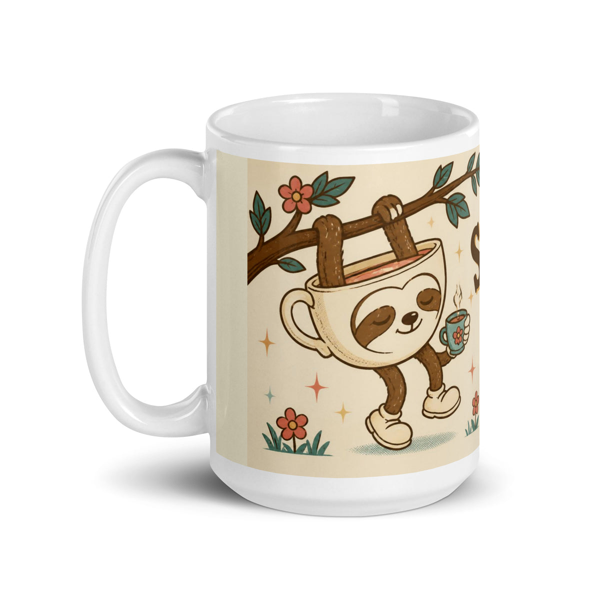 Slow Sip 15 oz mug, handle on the left