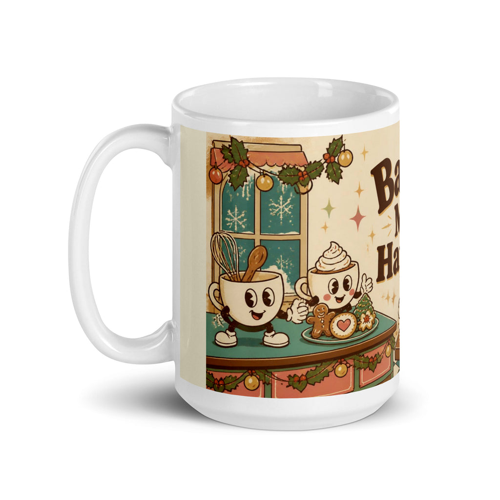 Bake Me Happy 15 oz mug, handle on the left