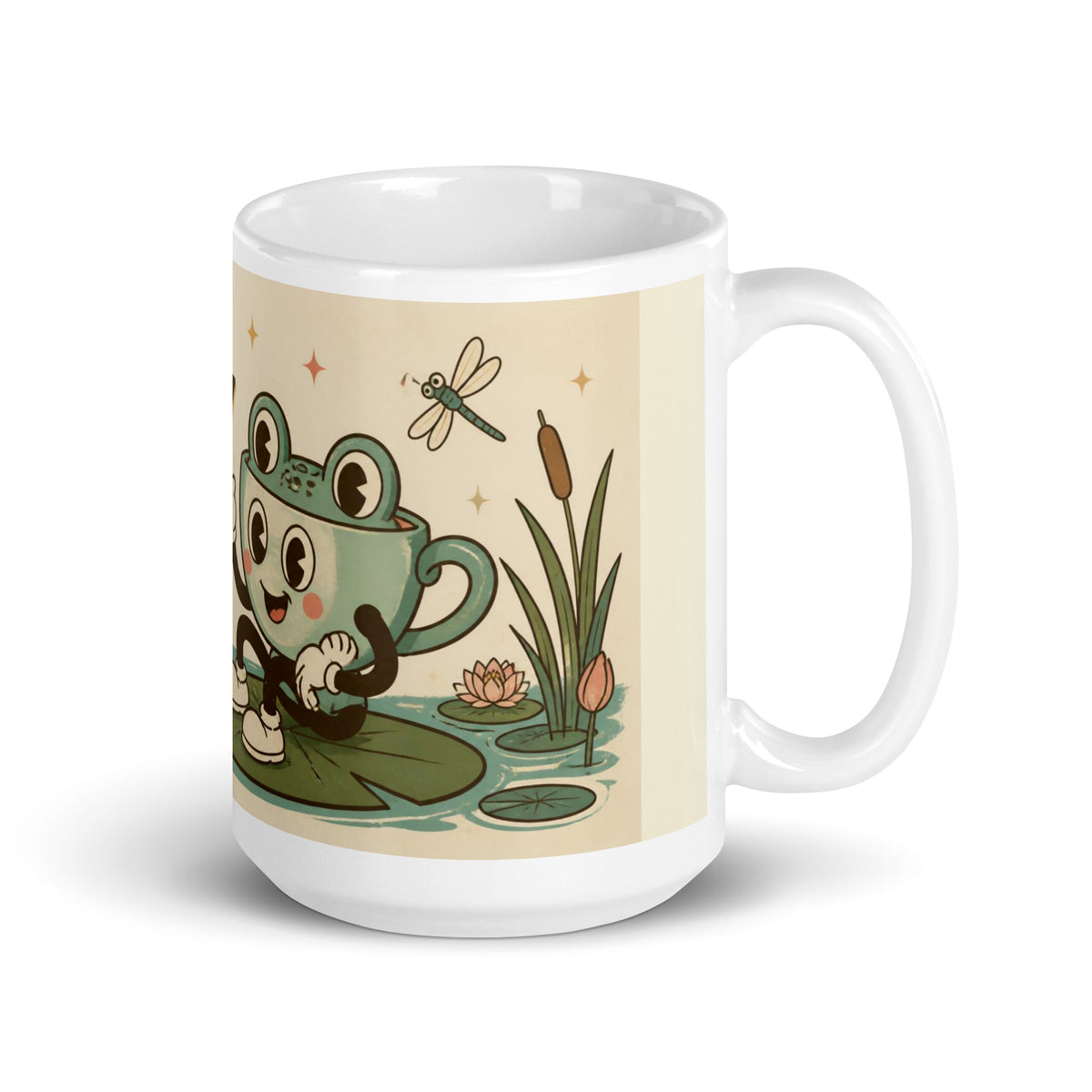 Toad-ally Brewed 15 oz mug, handle on the right