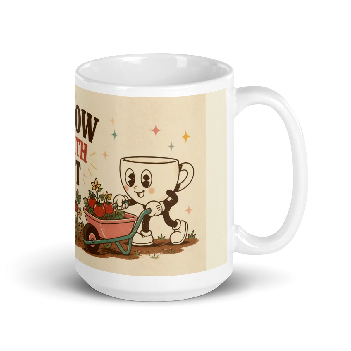 Grow With It 15 oz mug, handle on the right