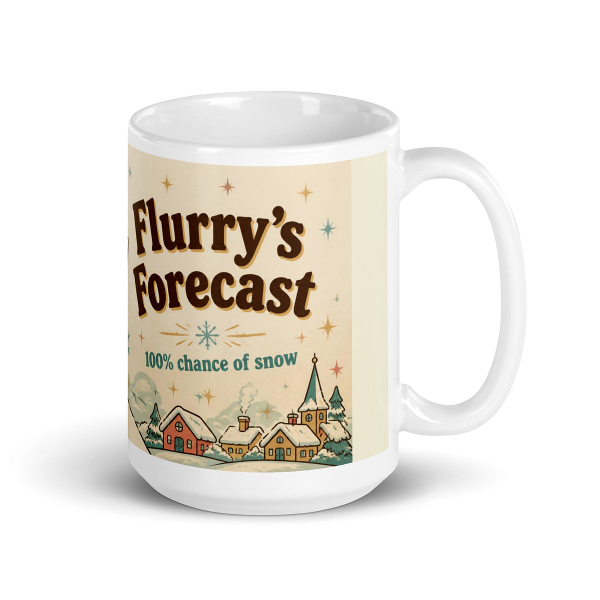 Flurry's Forecast 15 oz mug, handle on the right