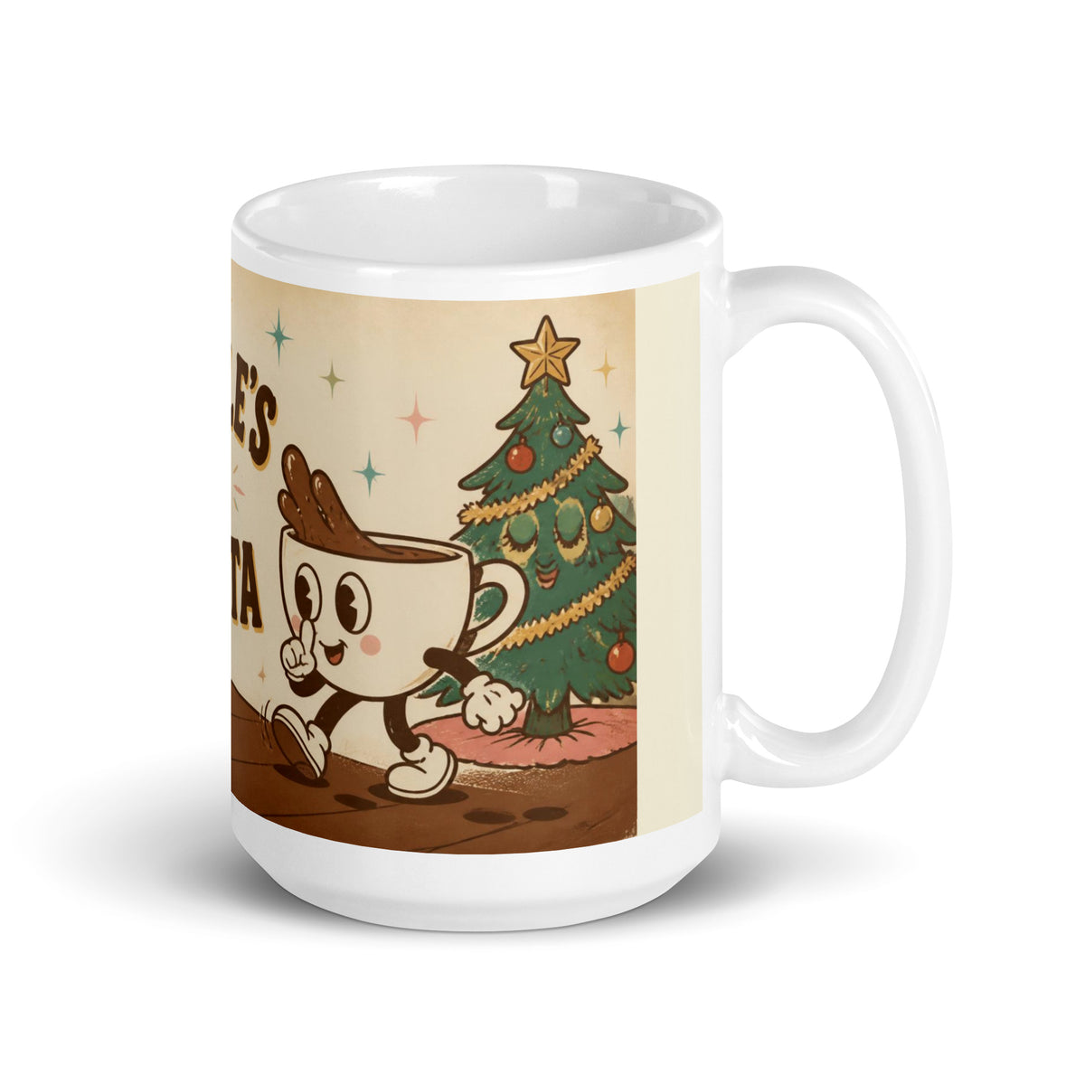Kettle's On, Santa 15 oz mug, handle on the right