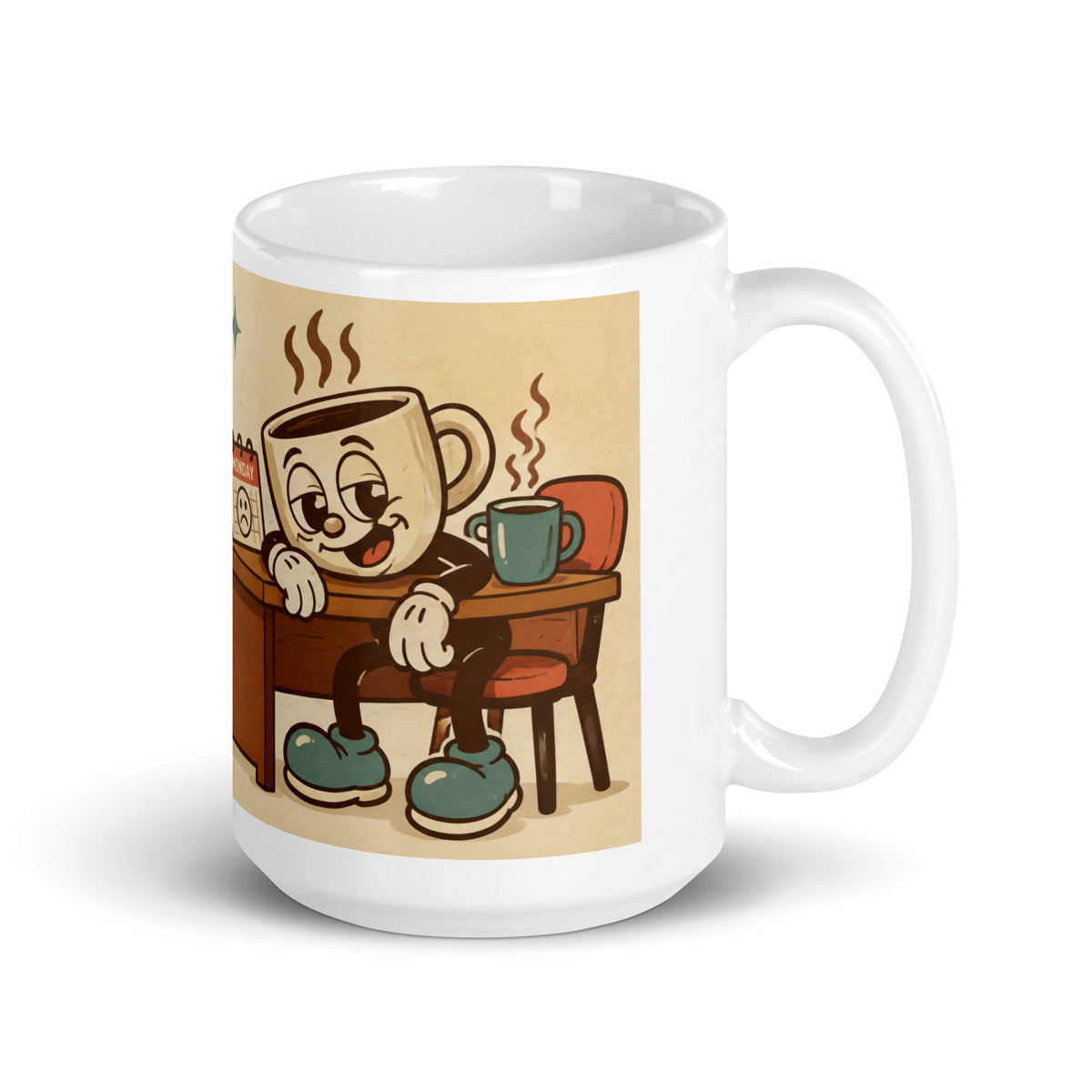 Monday Mood 15 oz mug, handle on the right