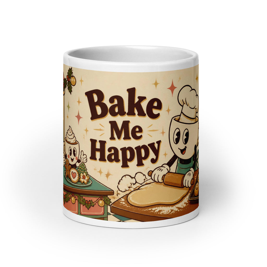 Bake Me Happy 20 oz mug, front view