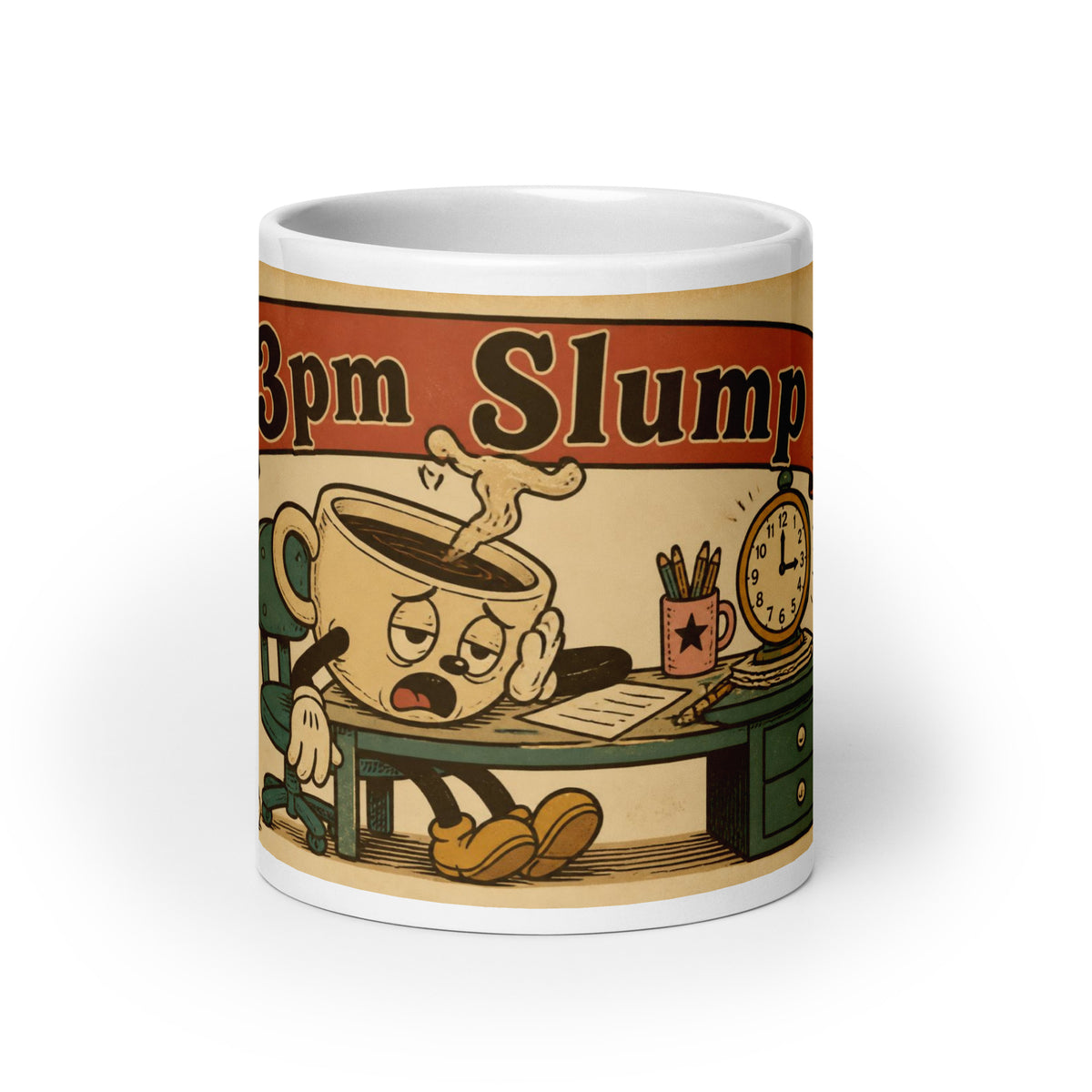 3pm Slump 20 oz mug, front view