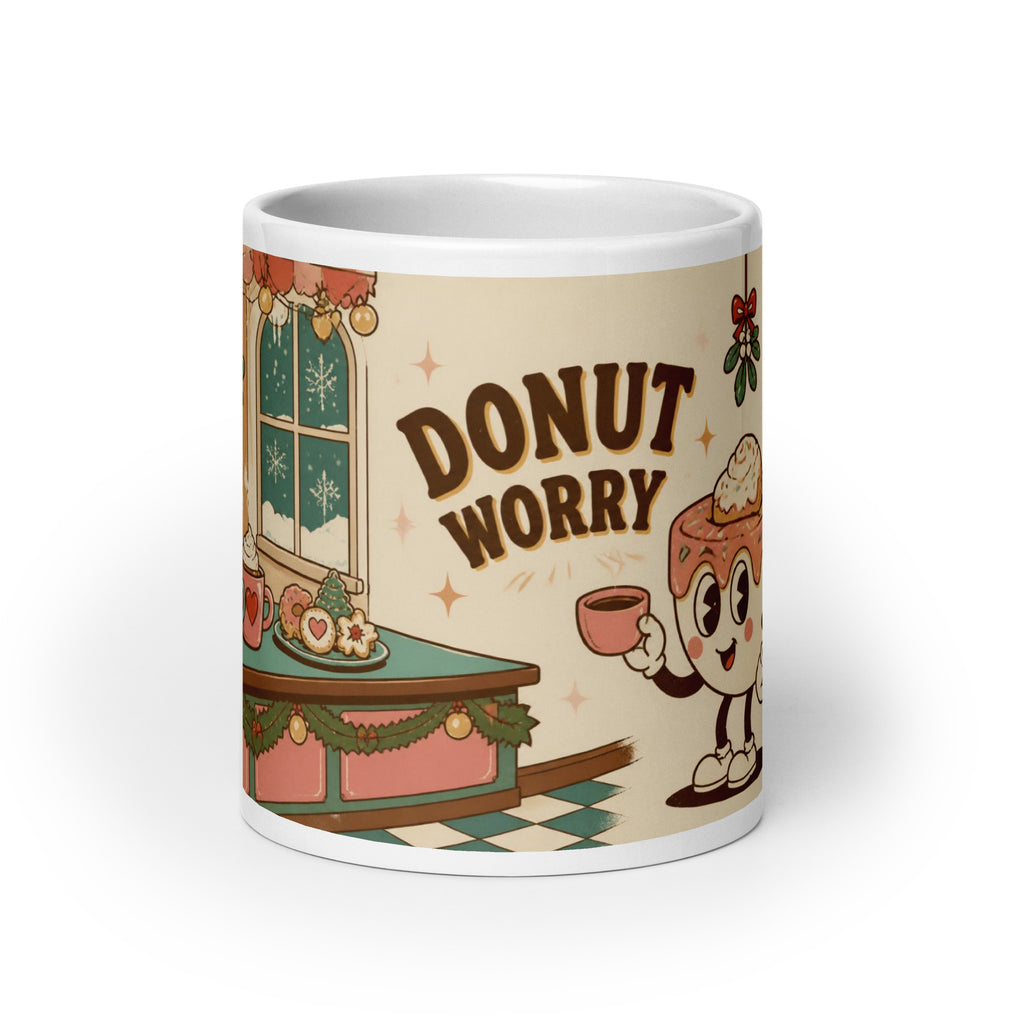 Donut Worry 20 oz mug, front view
