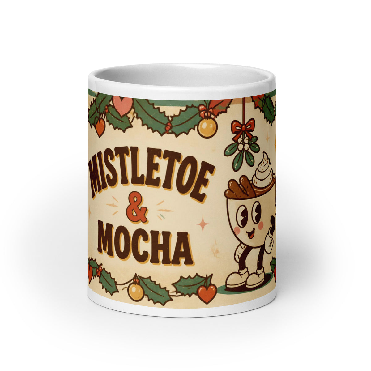 Mistletoe & Mocha 20 oz mug, front view