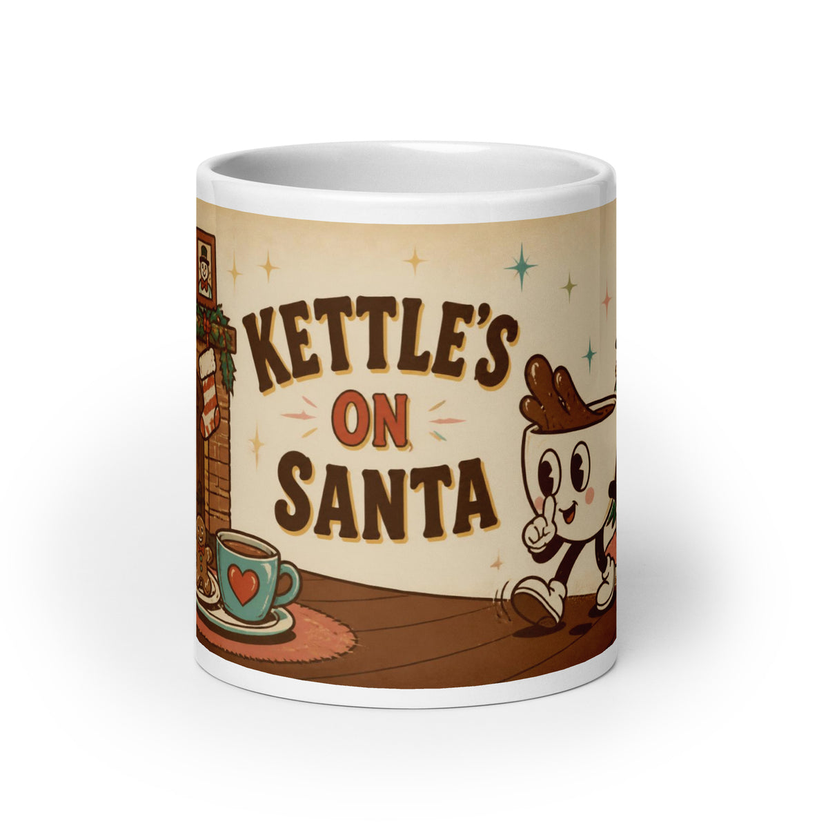 Kettle's On, Santa 20 oz mug, front view
