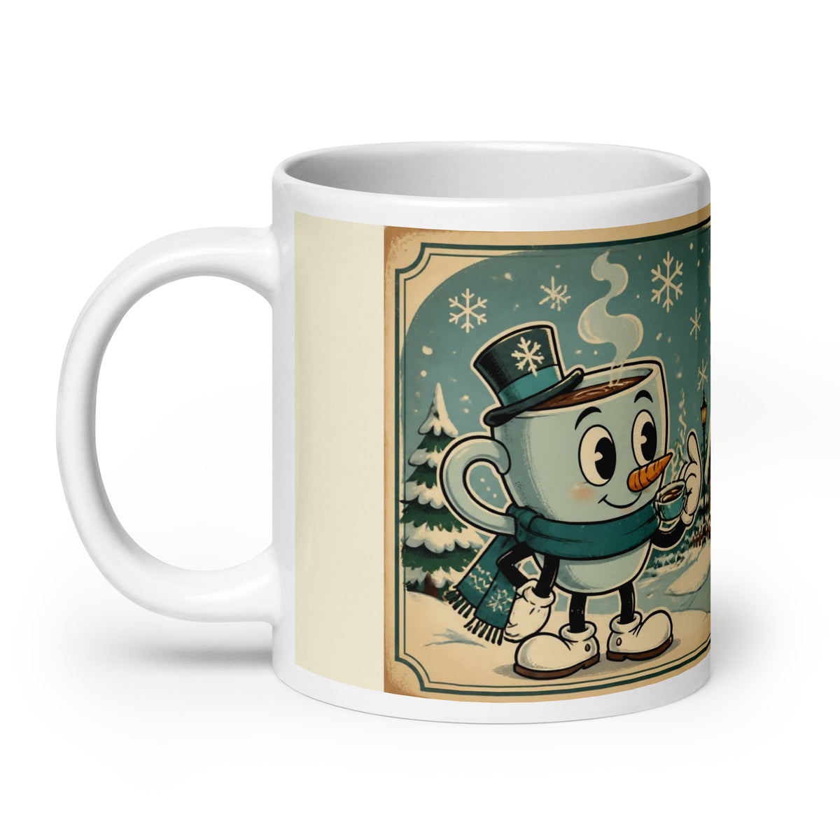 Snow Day Sips 20 oz mug, handle on the left