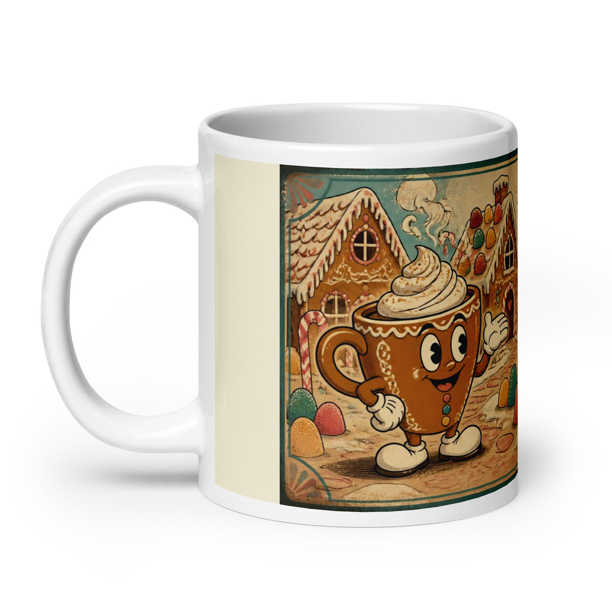Gingerbread Latte 20 oz mug, handle on the left