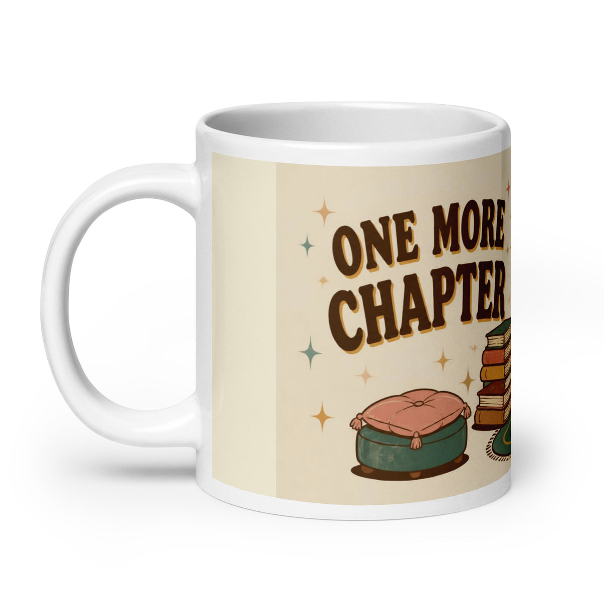 One More Chapter 20 oz mug, handle on the left