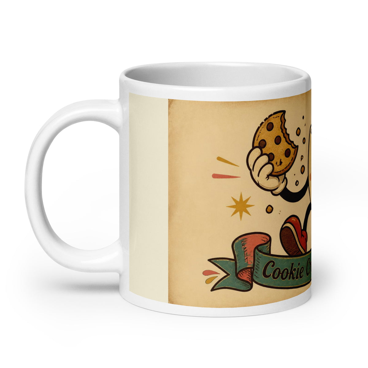 Cookie Crumbs & Cuppa 20 oz mug, handle on the left