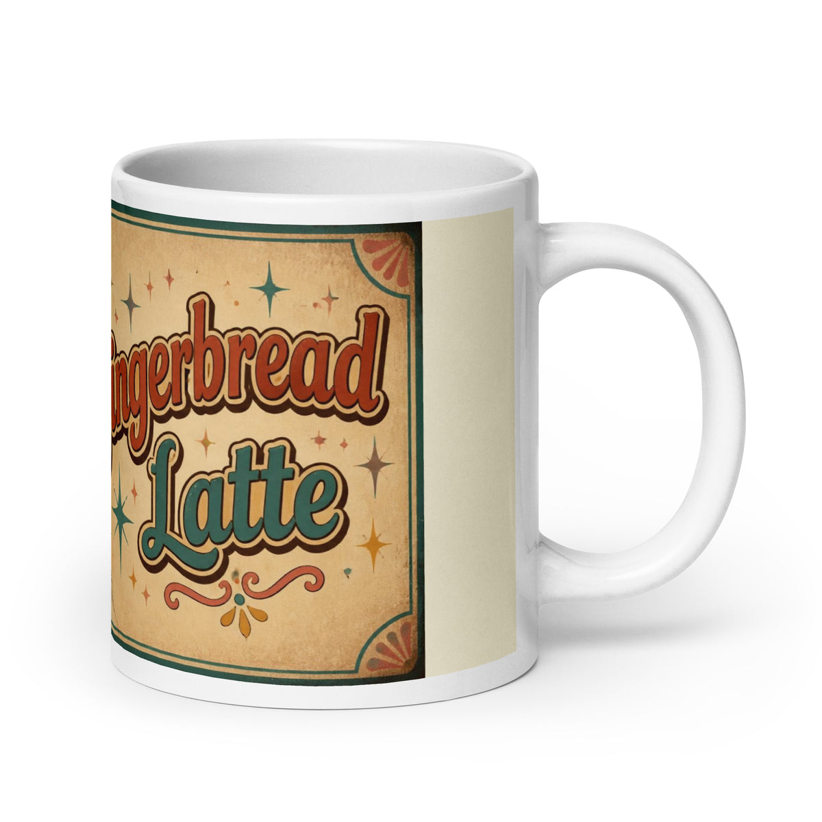 Gingerbread Latte 20 oz mug, handle on the right