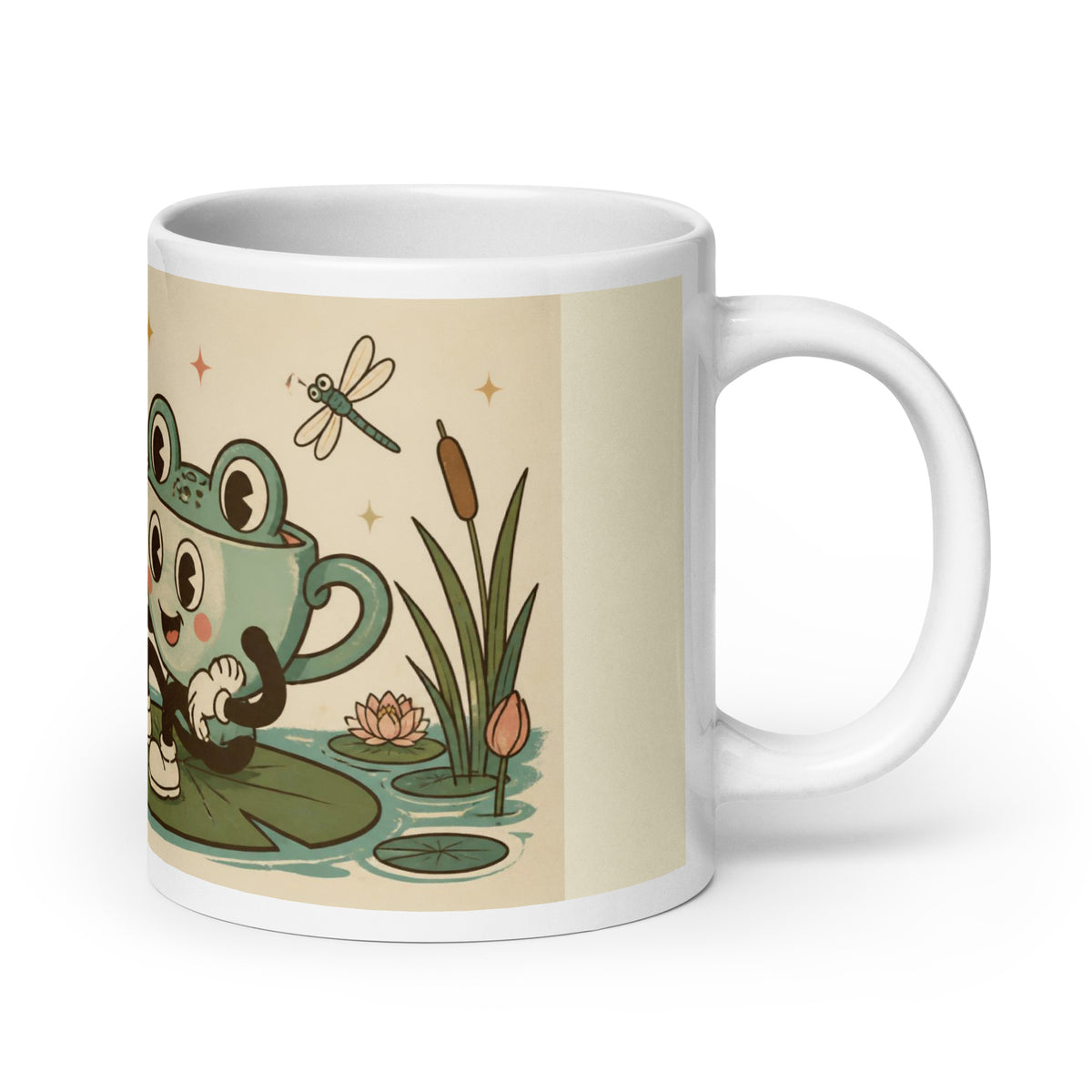 Toad-ally Brewed 20 oz mug, handle on the right