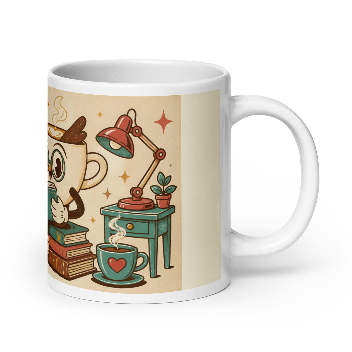 Night Owl 20 oz mug, handle on the right