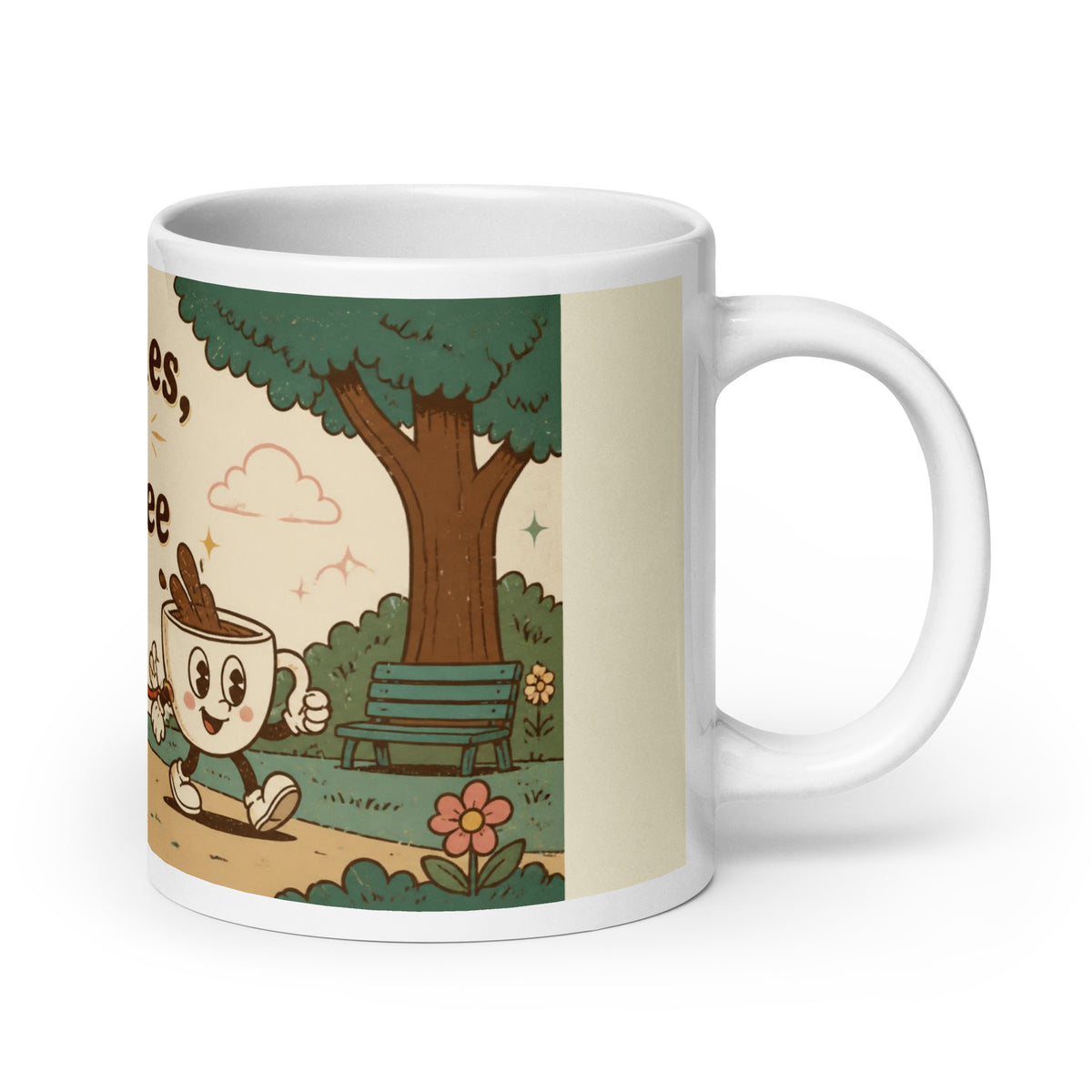 Walkies, Then Coffee 20 oz mug, handle on the right