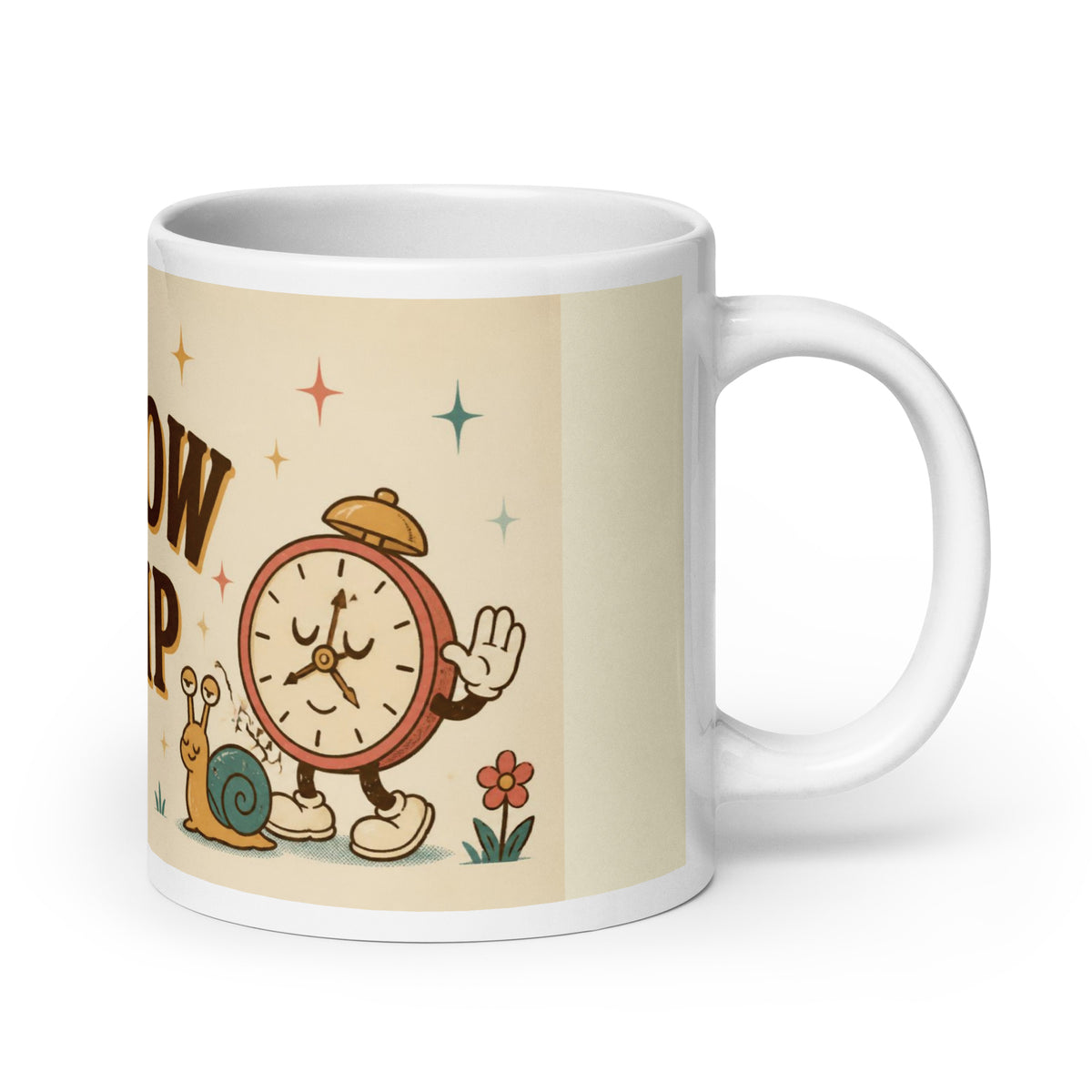 Slow Sip 20 oz mug, handle on the right