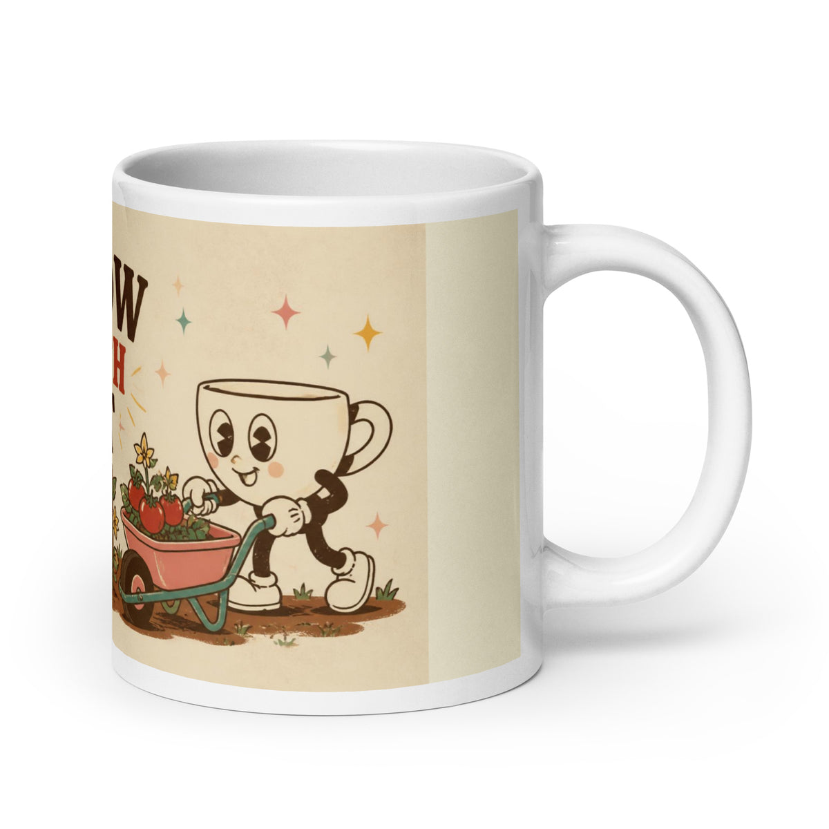 Grow With It 20 oz mug, handle on the right