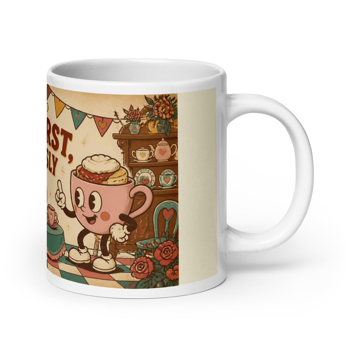 Jam First, Obviously 20 oz mug, handle on the right